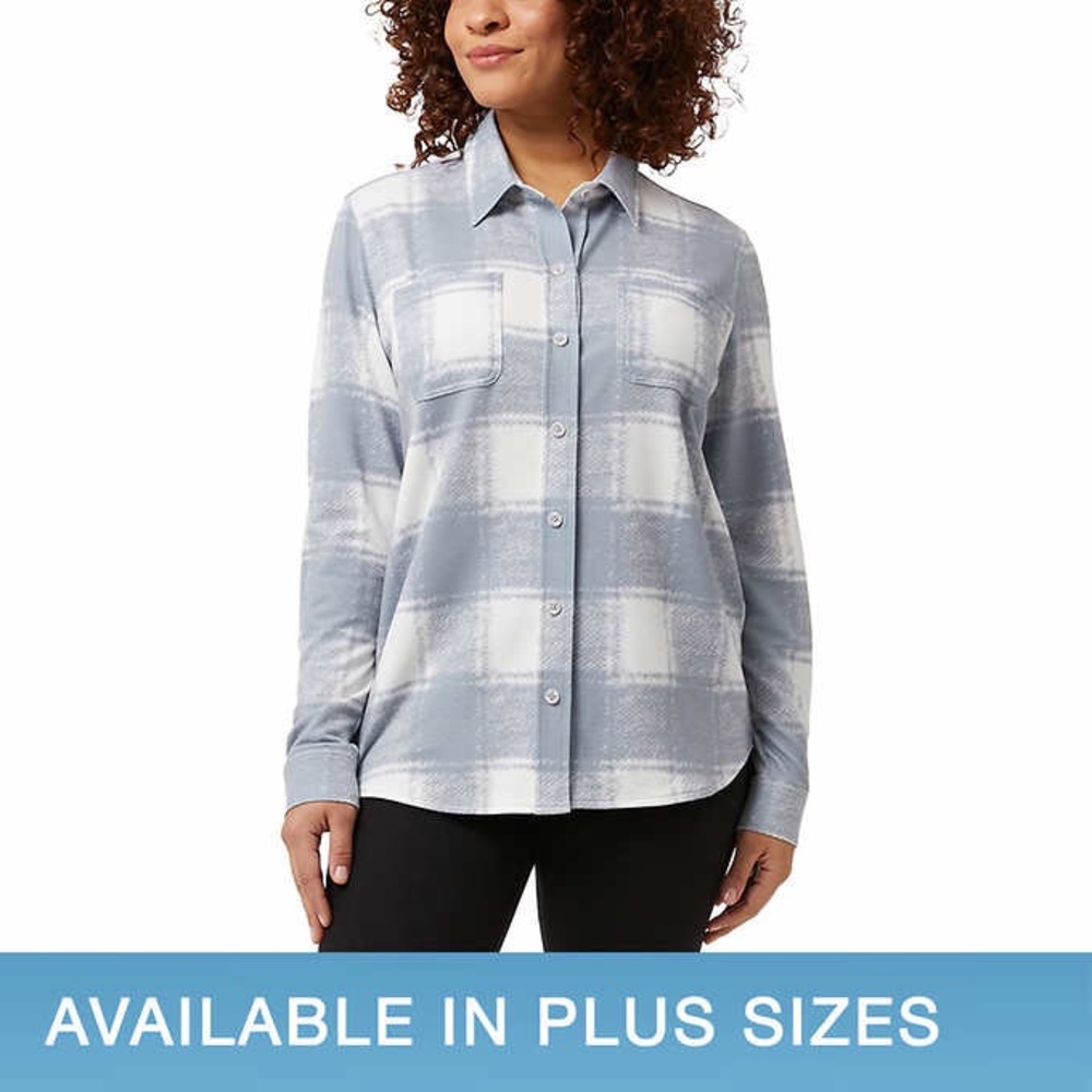 32 Degrees Ladies' Cozy Knit Stretch Plaid Top